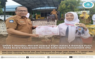Siswi SMAN 4 Mandau meraih juara 1 pada Kejuaraan Pencak Silat Open Turnament IPSI Pinggir